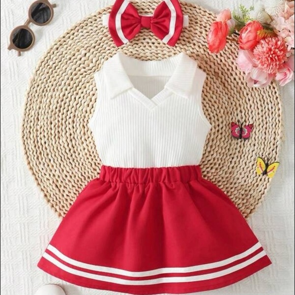 9-12 months baby Girl Red Cheer outfit. - Picture 2 of 6